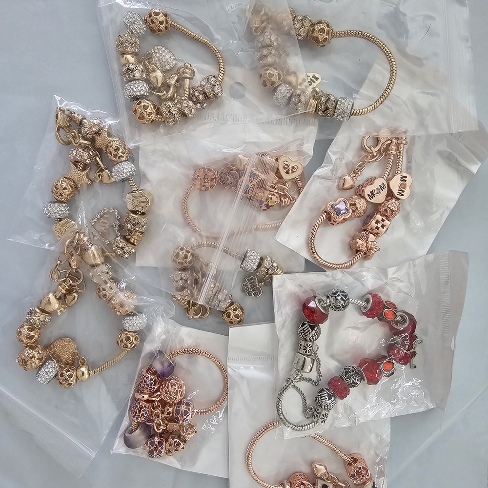 Charm Bracelet Set - Rose Gold, Silver, Gold